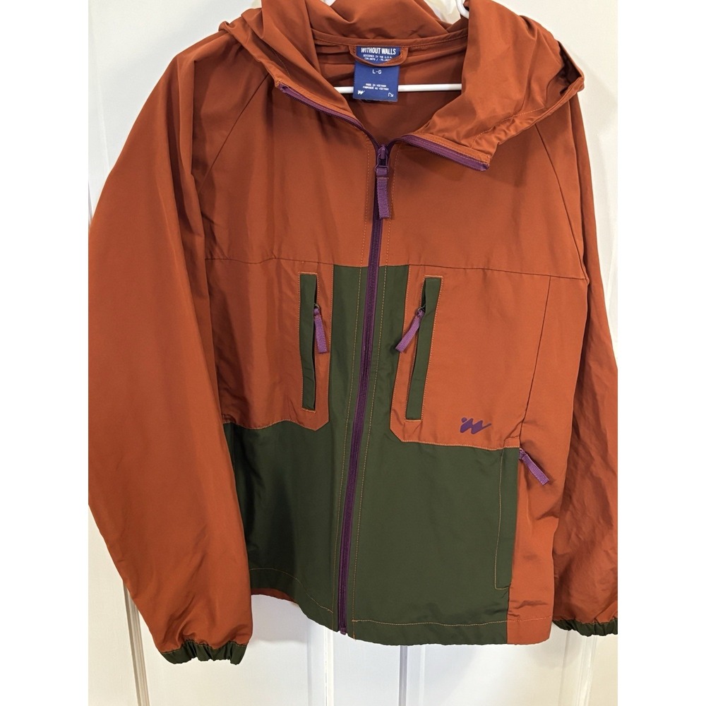 Men's Without Walls Large‎ Zip Up Hood Windbreaker With Hold Zip Up